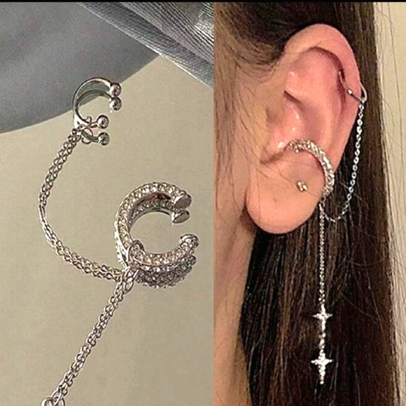 NEW‼️Chain Cuff Earring with Star Charm - Picture 1 of 4